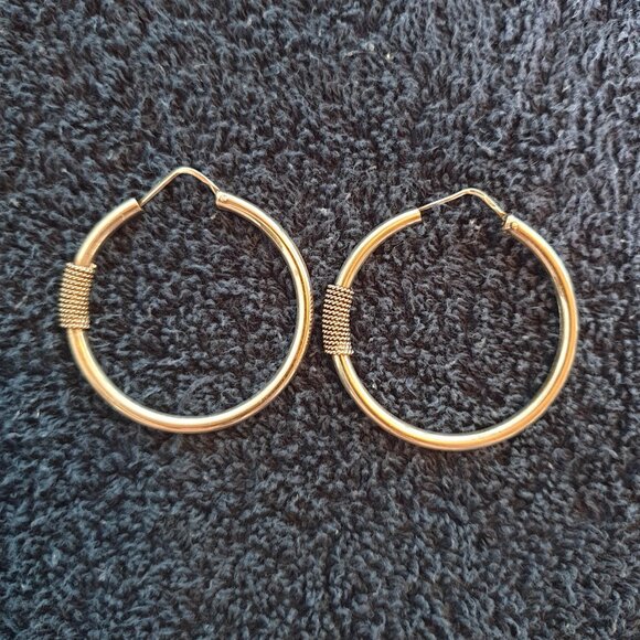 1.8’’ Elegant Vintage Hand Crafted 925 Sterling Silver Large Hoop Earrings - Picture 10 of 11